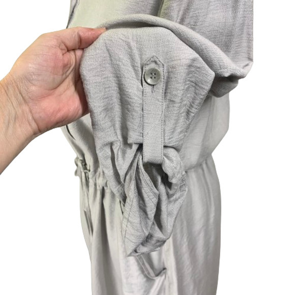 CHICO'S Light Gray Long Sleeve Blouson Shirt Dress‎ - Picture 8 of 15